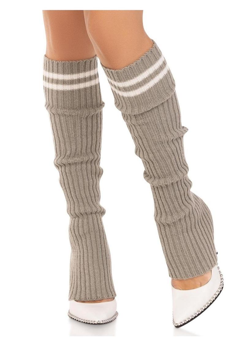Leg Avenue Ribbed Stirrup Leg Warmers with Athletic Stripe - Image 12
