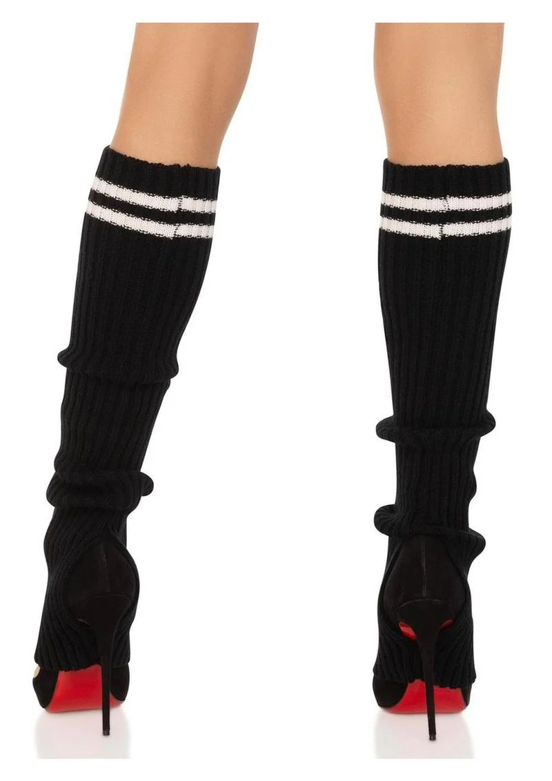 Leg Avenue Ribbed Stirrup Leg Warmers with Athletic Stripe - Image 14