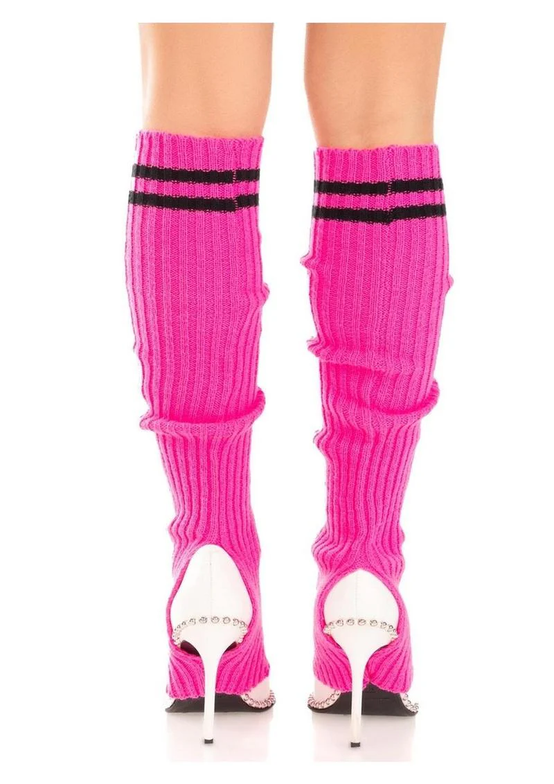 Leg Avenue Ribbed Stirrup Leg Warmers with Athletic Stripe - Image 8