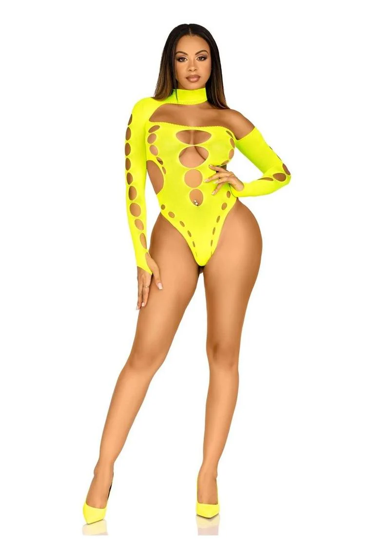 Leg Avenue Seamless Asymmetrical Cut Out Thong Back Bodysuit - Image 8