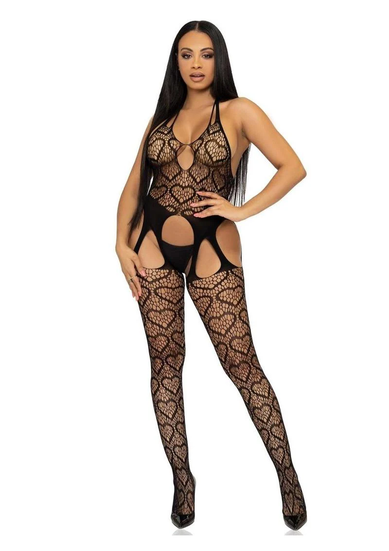Leg Avenue Seamless Heart Net Suspender Bodystocking - Image 5