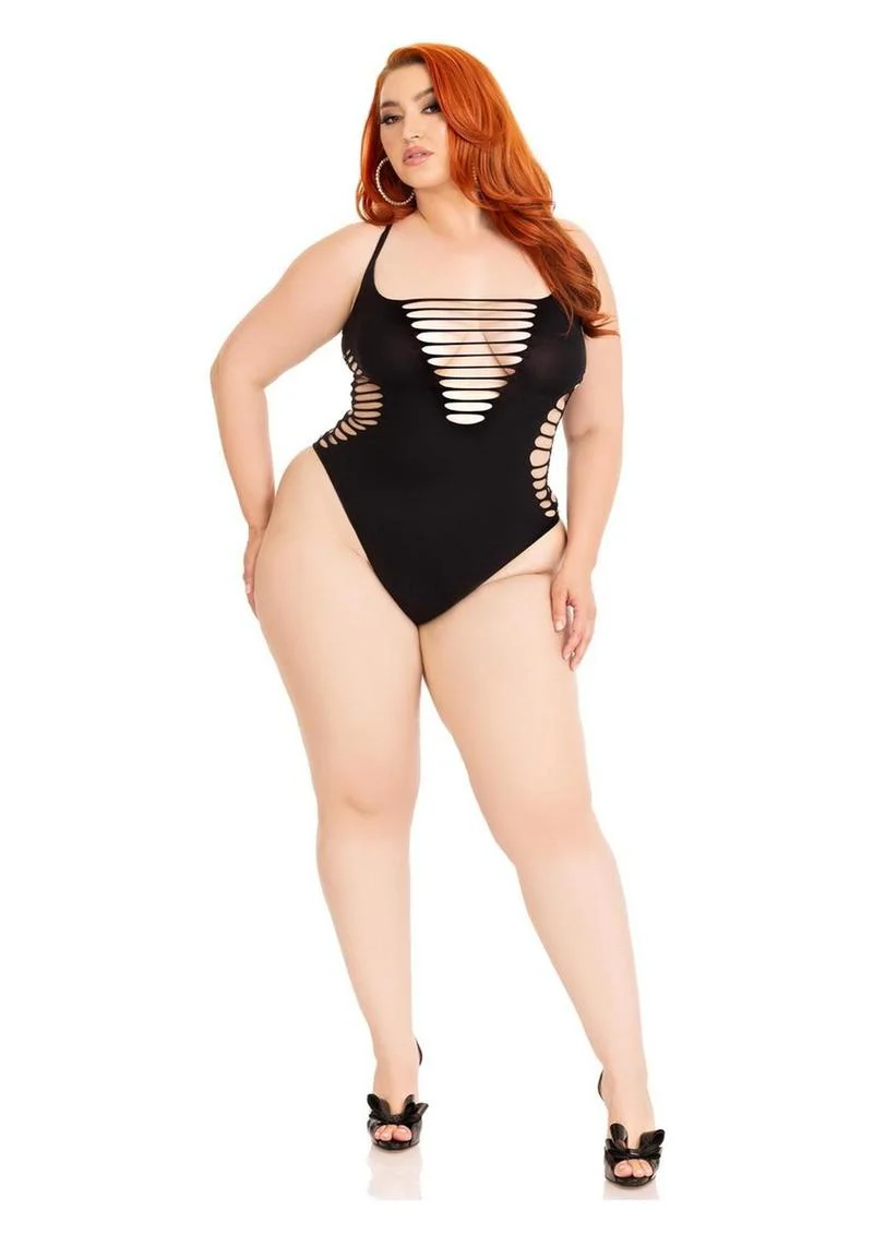 Leg Avenue Seamless Shredded Racer Back Thong Bodysuit - 1x-2x - Image 4
