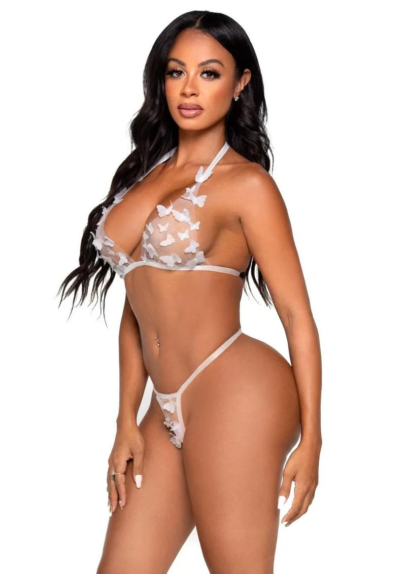 Leg Avenue Sheer Butterfly Applique Bra Top and G-String Panty - Image 18