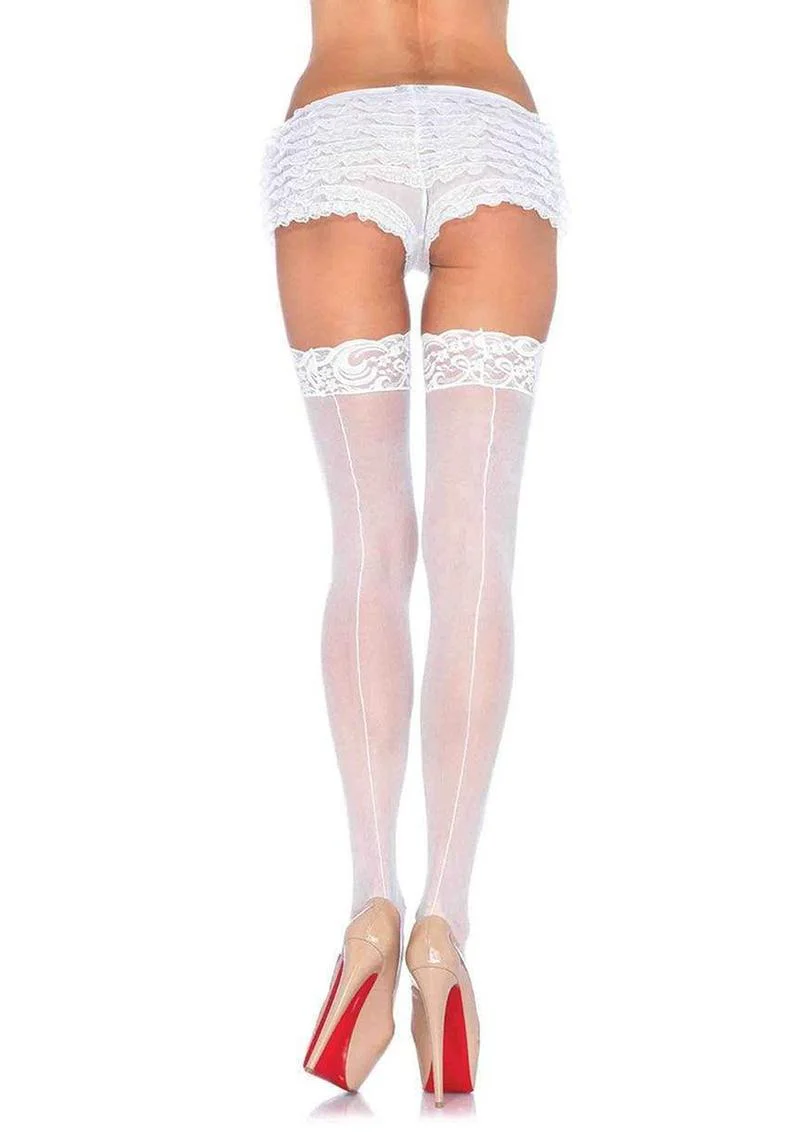 Leg Avenue Sheer Stocking with Backseam and Lace Top - Image 2