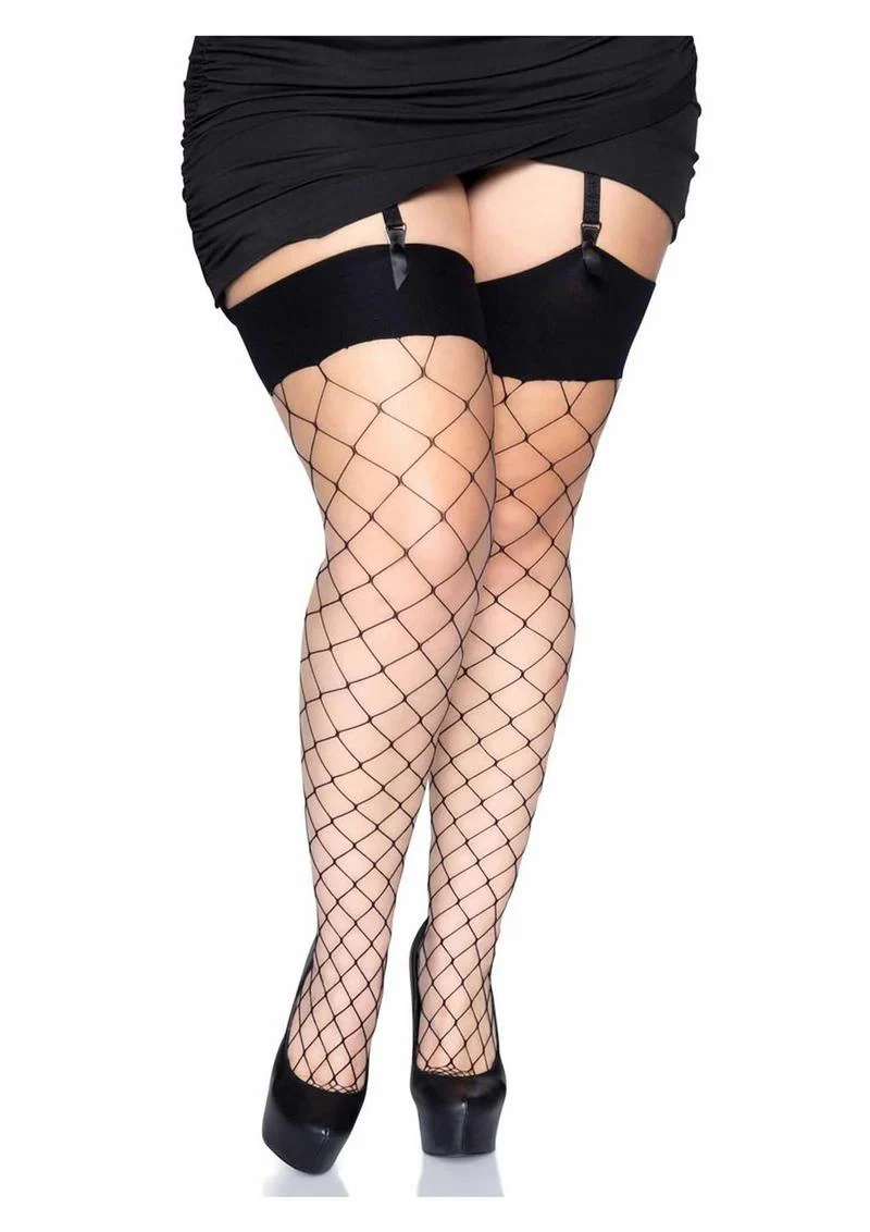 Leg Avenue Spandex Fence Net Stockings with Reinforced Toe and Comfort Wide Band Top - Image 2