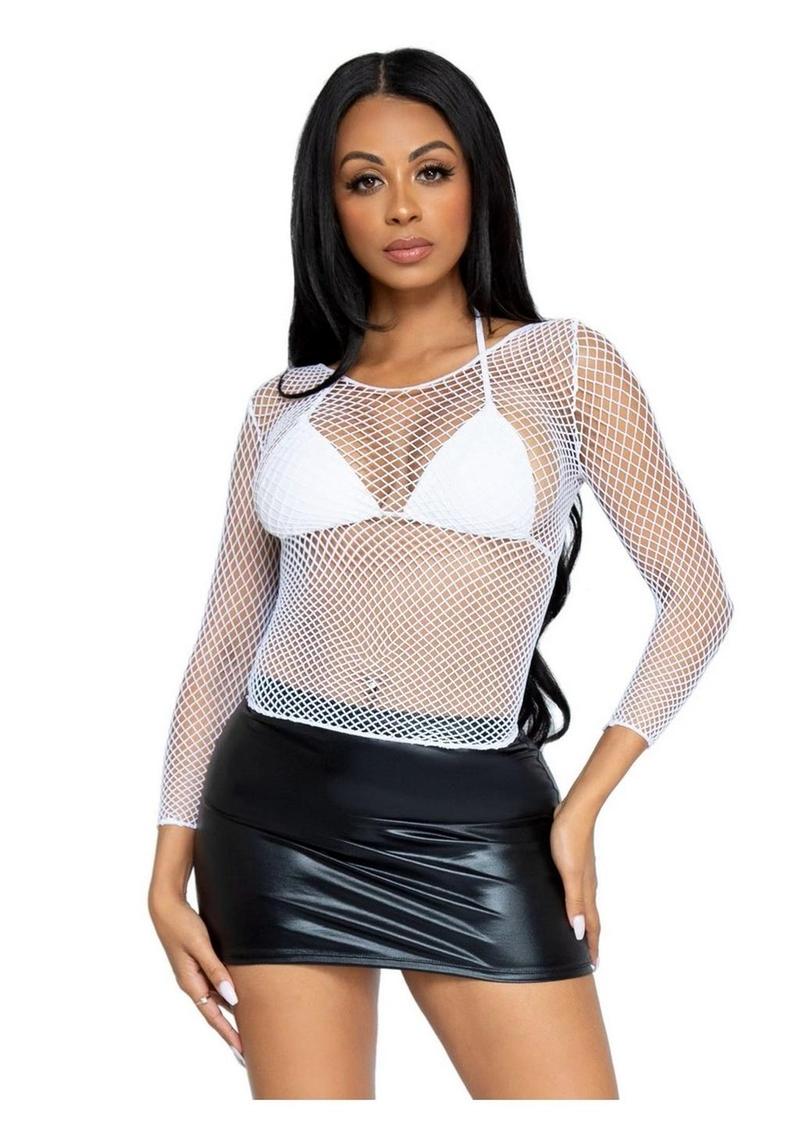 Leg Avenue Spandex Long Sleeved Industrial Net Shirt - Image 4