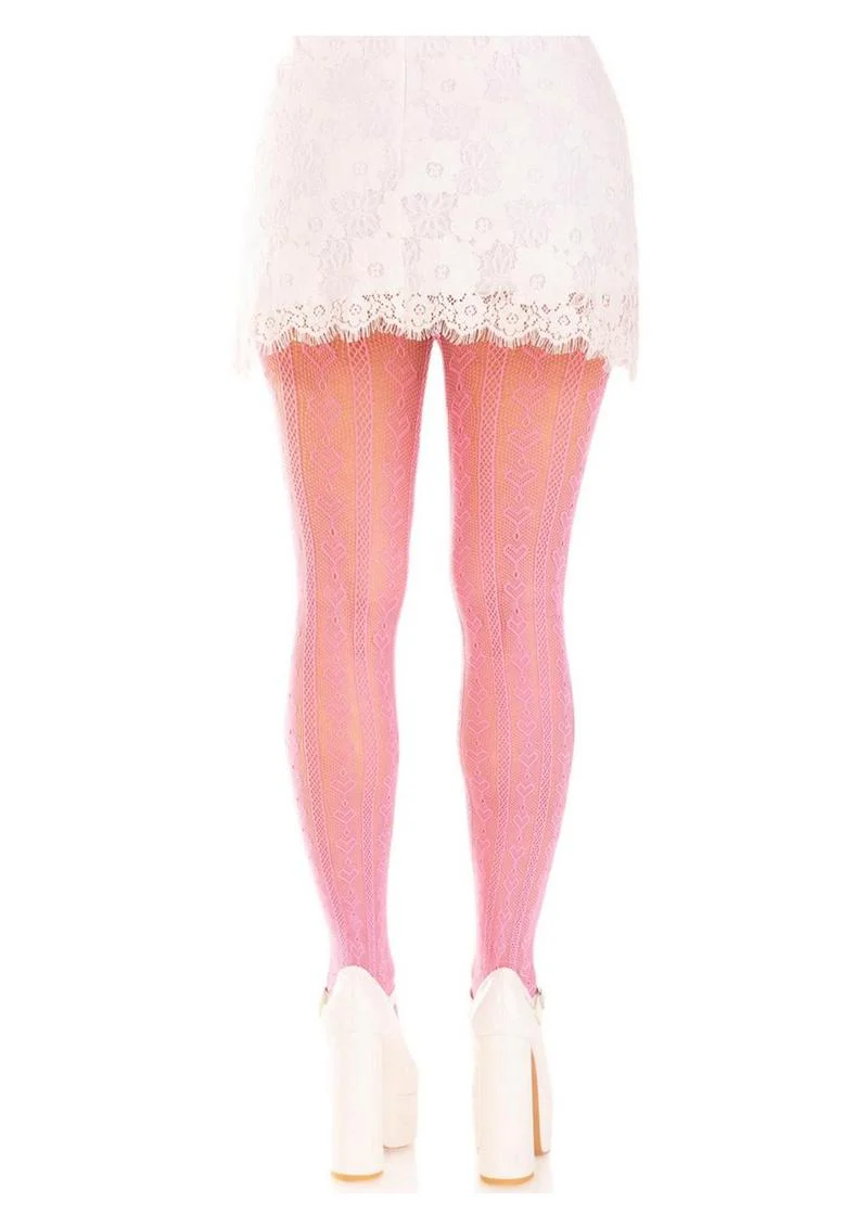 Leg Avenue Sweetheart Striped Net Tights with Keyhole and Mini Bow Detail - Image 3
