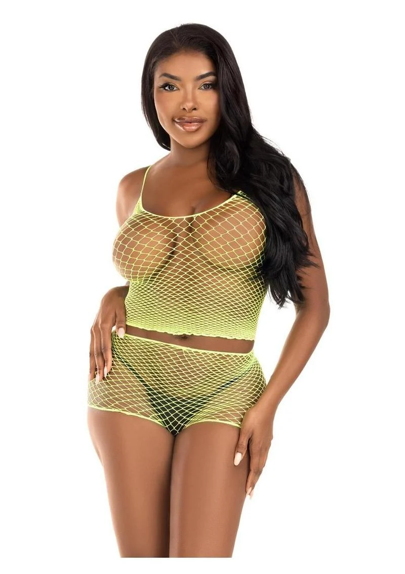 Leg Avenue Twist Net Tank Top and Boy Shorts - Image 2