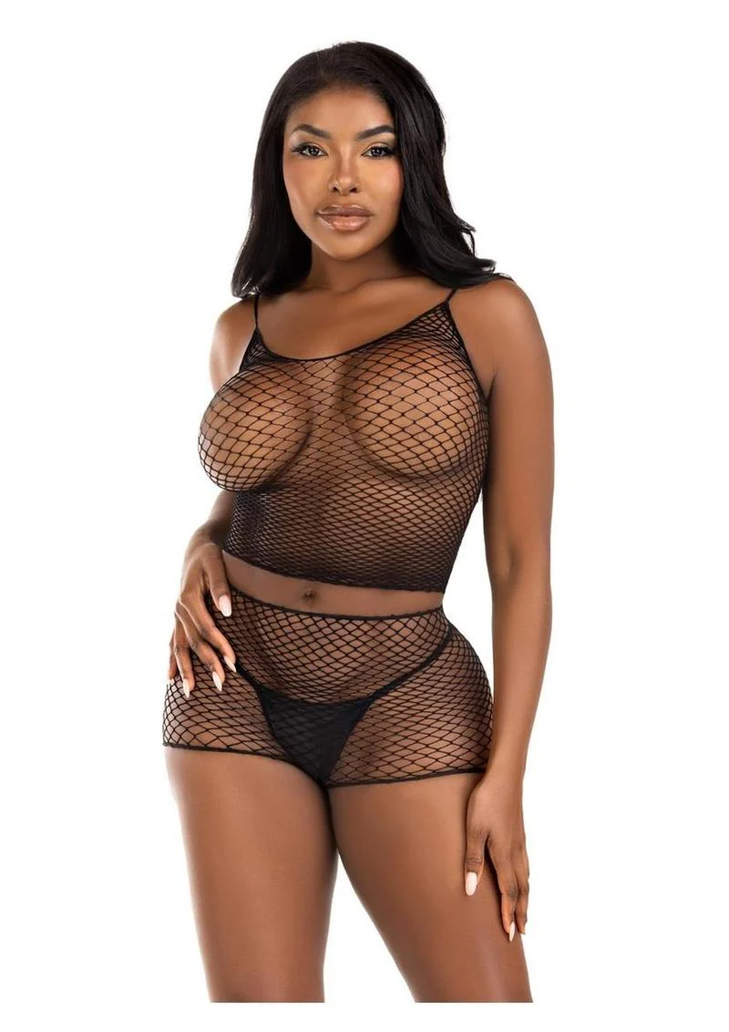Leg Avenue Twist Net Tank Top and Boy Shorts - Image 3
