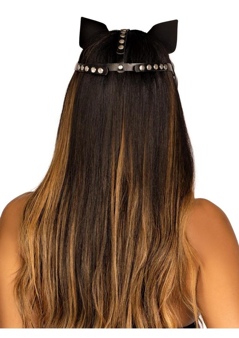 Leg Avenue Vegan Leather Studded Cat Mask - Image 3