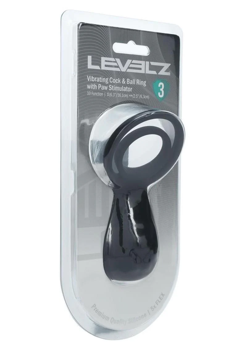 Levelz Vibrating Silicone Rechargeable Cock and Ball Ring with Paw Stimulator - Image 2