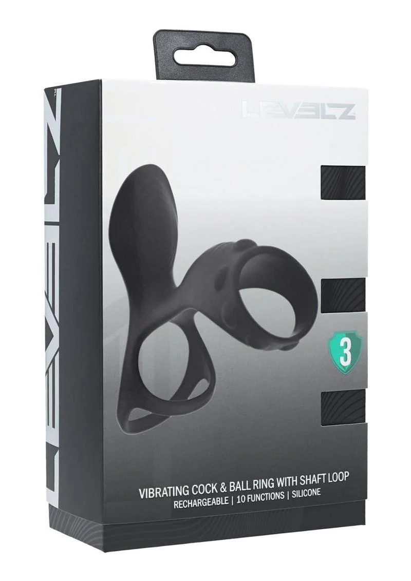Levelz Vibrating Silicone Rechargeable Cock and Ball Ring with Shaft Loop - Image 2
