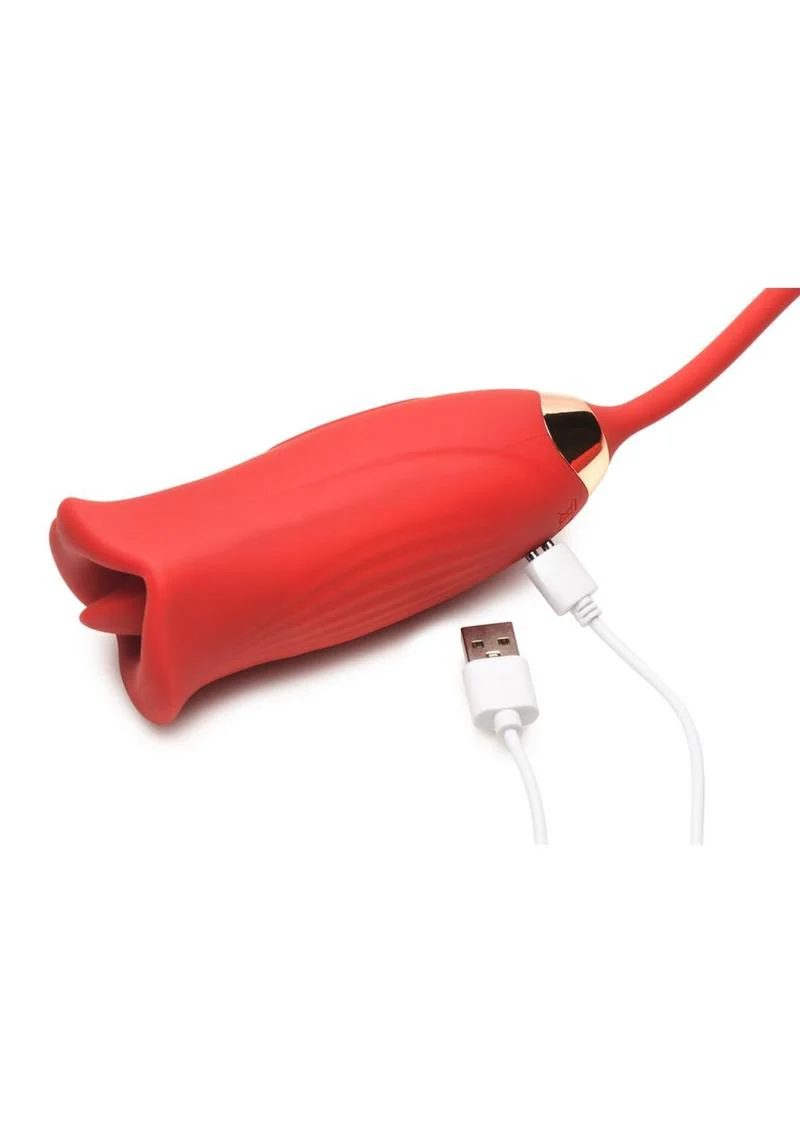 Lickgasm Magic Kiss Kissing Rechargeable Silicone Clitoral Stimulator with Thrusting Vibrator - Image 3