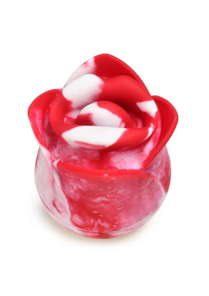 Lickgasm Sweet Kiss Kissing and Vibrating Rechargeable Silicone Clitoral Stimulator - Red/White Swirl - Image 3