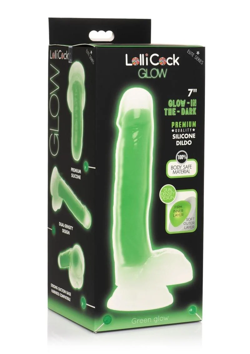 Lollicock Glow In The Dark Silicone Dildo with Balls - Image 8