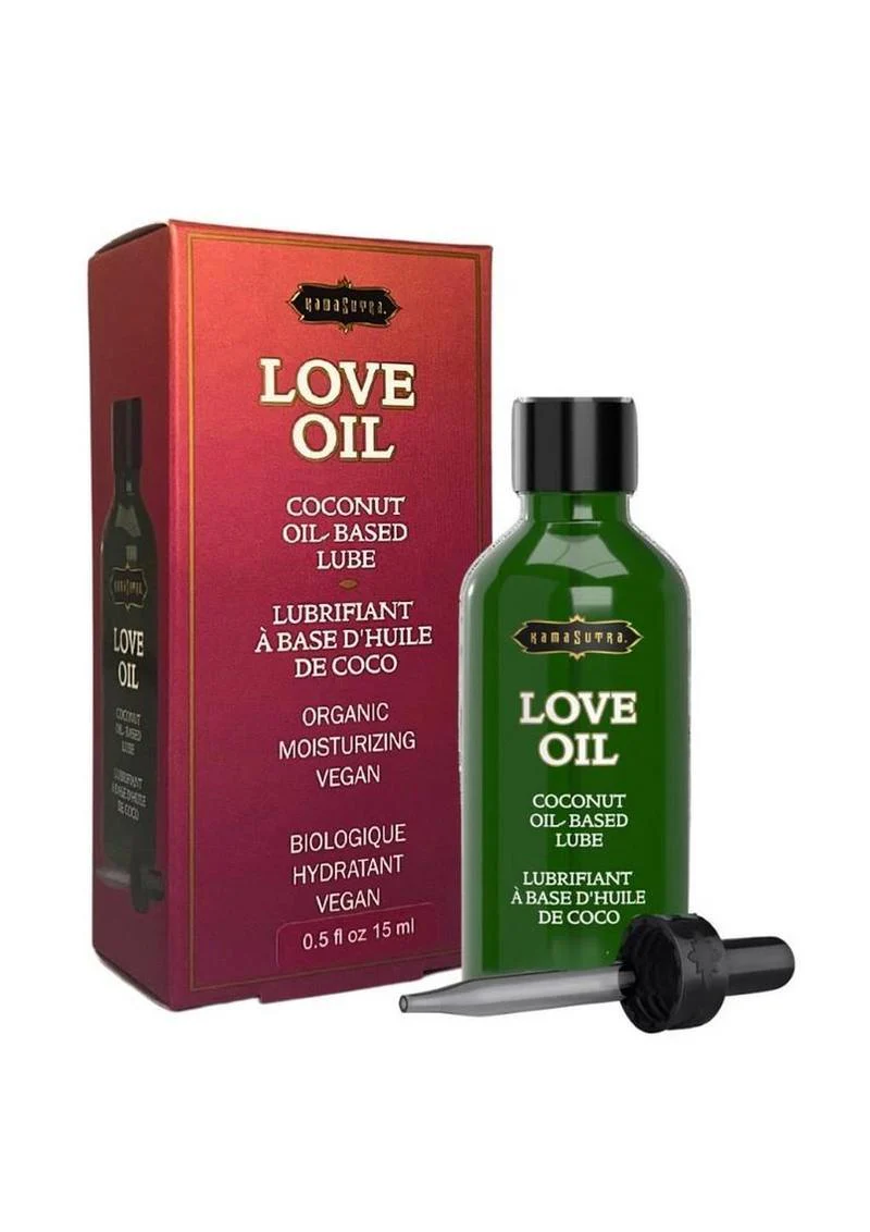 Love Oil Coconut Based Lubricant .50oz Mini Bottle with Dropper - Image 2