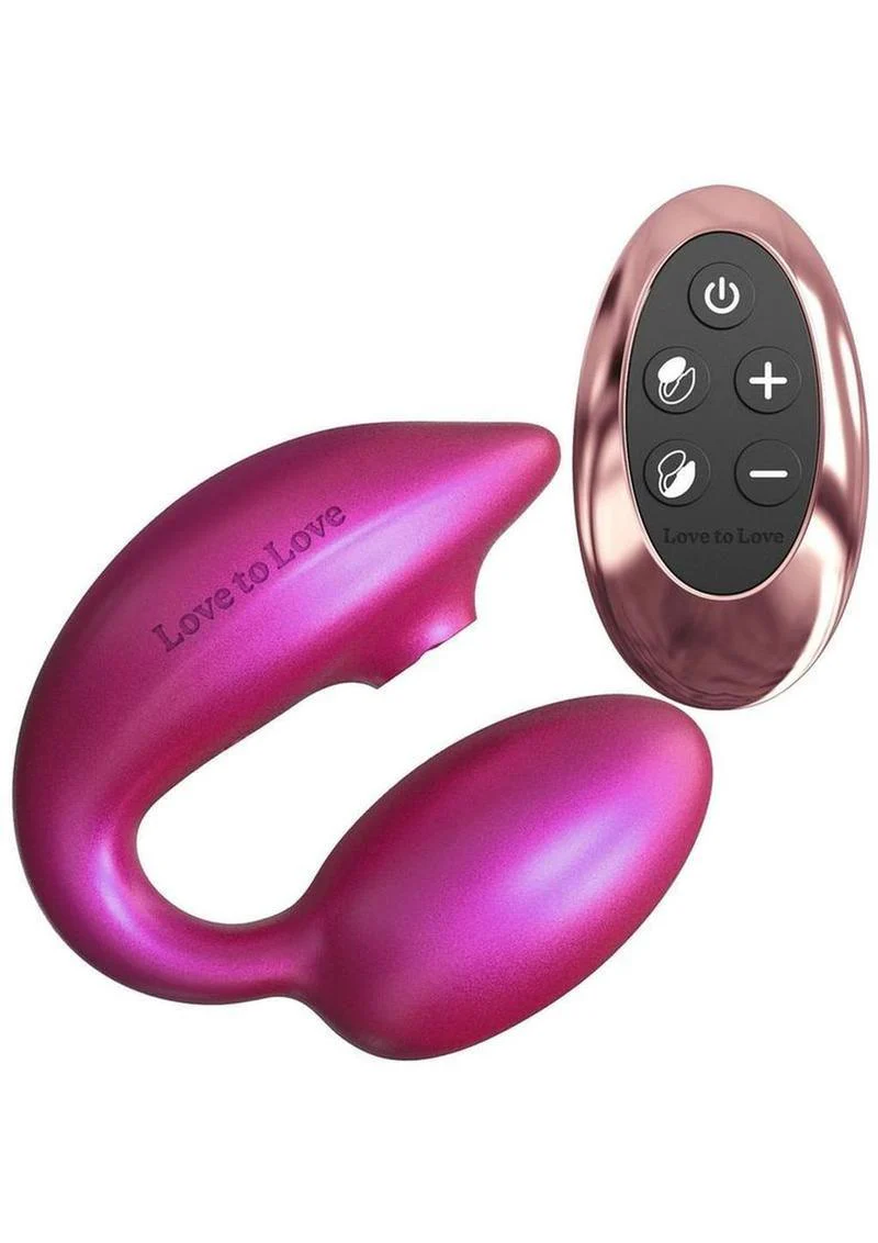 Love to Love Wonderlover Rechargeable Silicone Dual Vibrator with Remote - Iridescent - Image 2