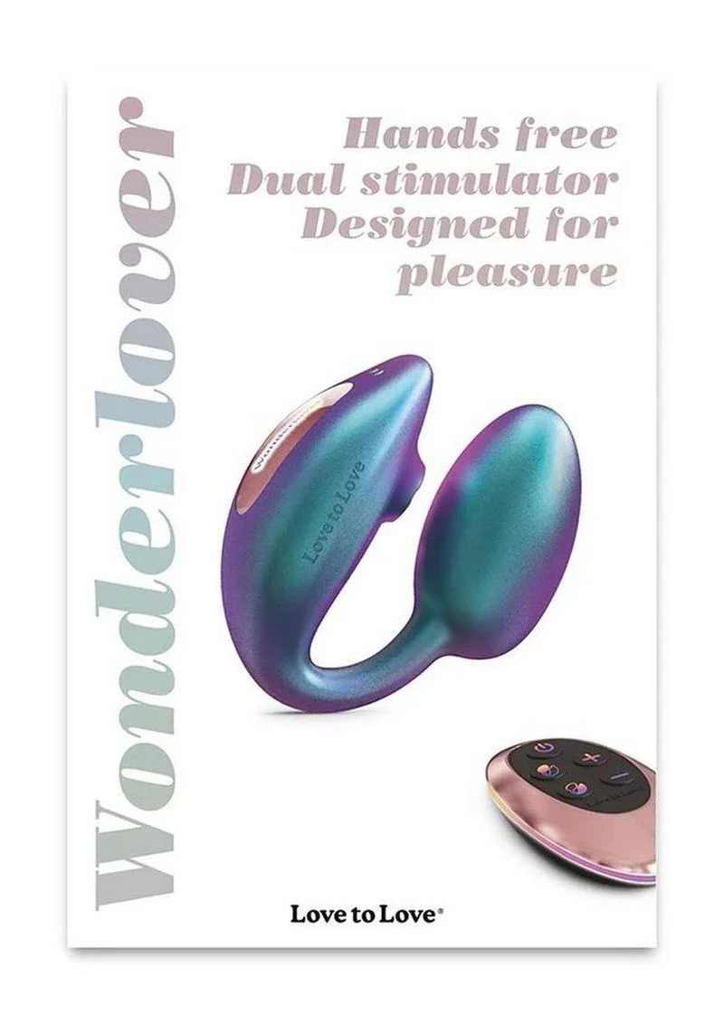 Love to Love Wonderlover Rechargeable Silicone Dual Vibrator with Remote - Iridescent - Image 3