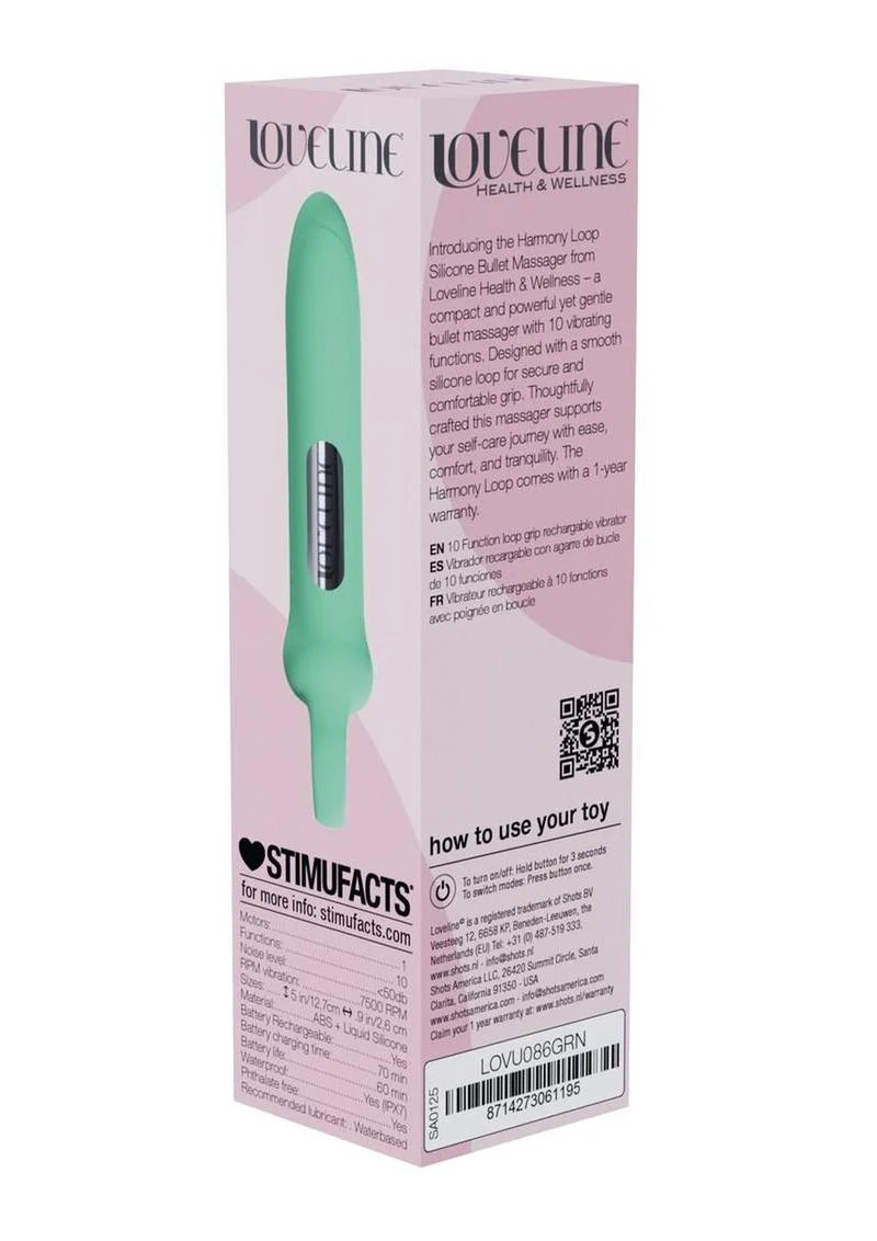 Loveline Harmony Loop Grip Vibe Ergonomic 10 Function Silicone Bullet Massager - Image 4