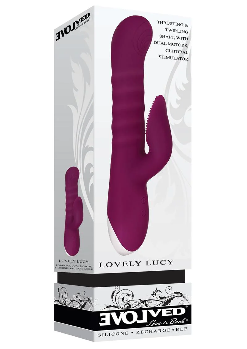 Lovely Lucy Rechargeable Silicone Dual Vibrator with Clitoral Stimulator - Image 2