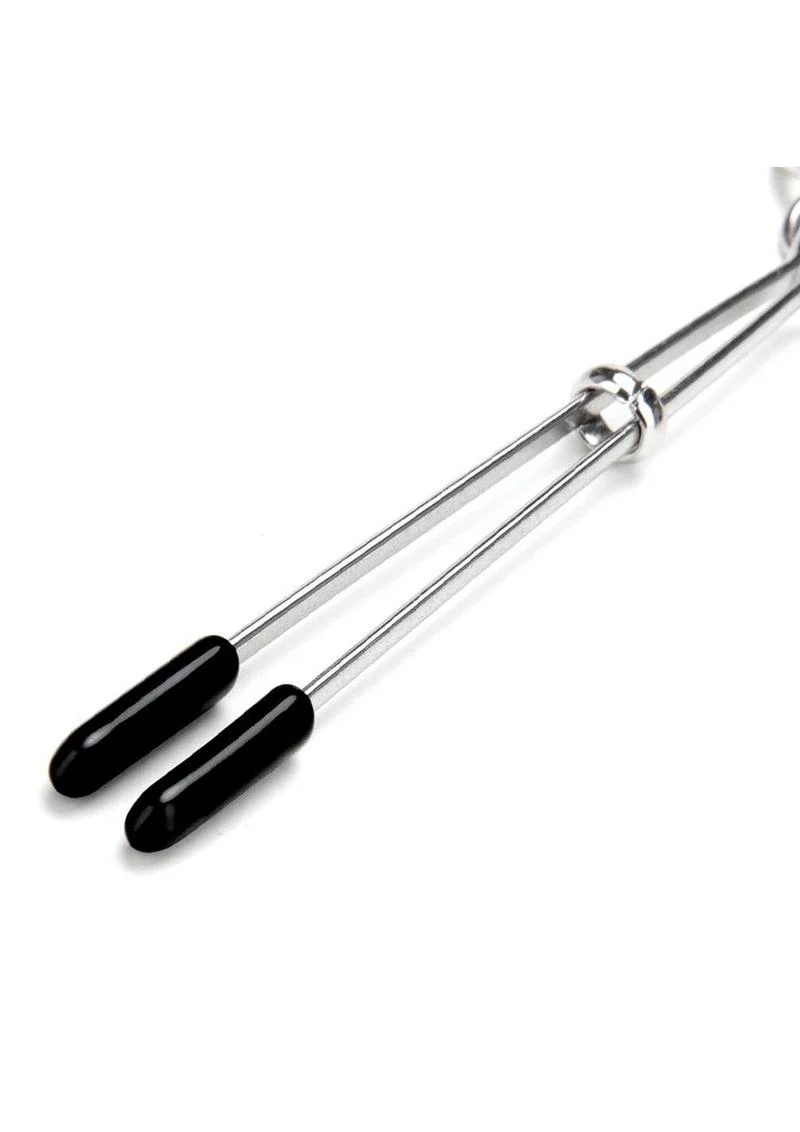 Lux Fetish Adjustable Tweezer Nipple Clips with Chain - Image 3