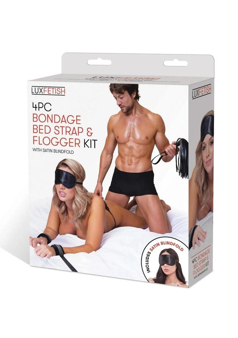 Lux Fetish Bondage Bed Strap and Flogger Kit - Image 2
