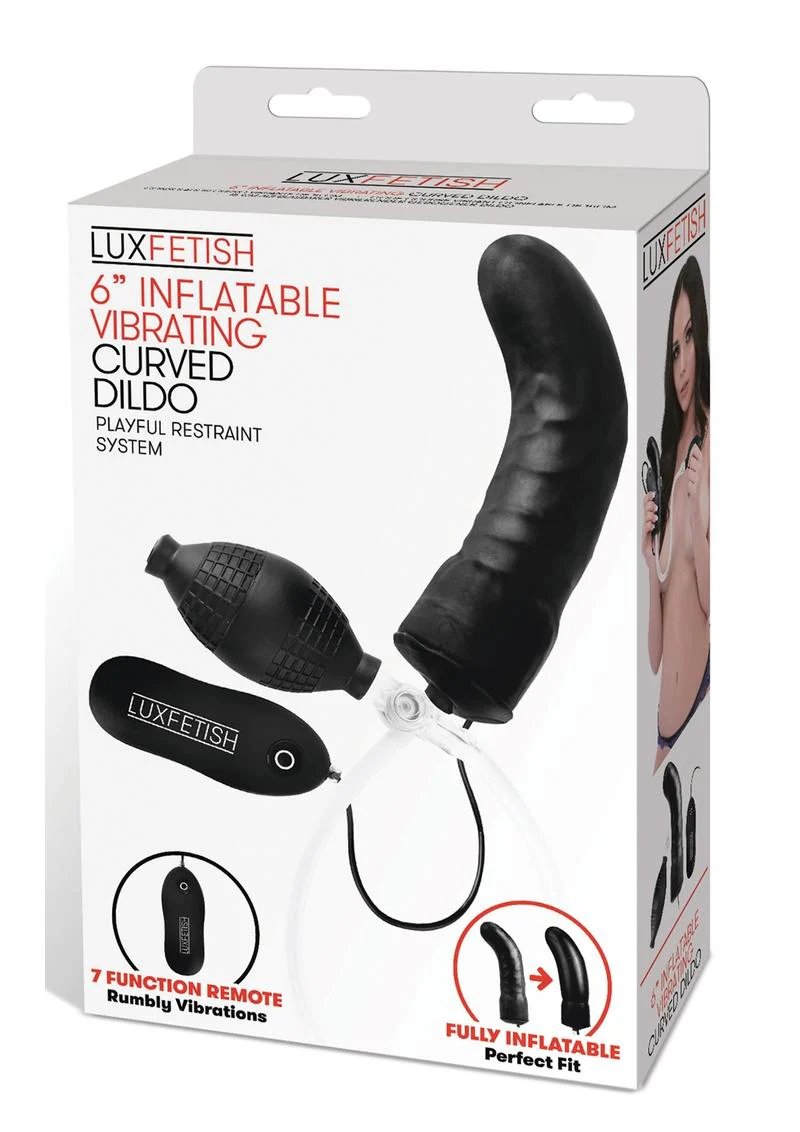 Lux Fetish Latex Inflatable Vibrating Curvd Dildo with Wired Remote Control - Image 2