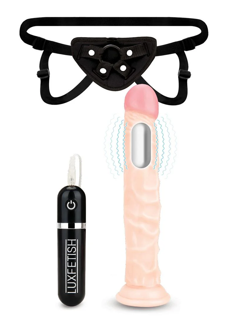 Lux Fetish Realistic Vibrating Dildo with Harness Remote Control - Image 2