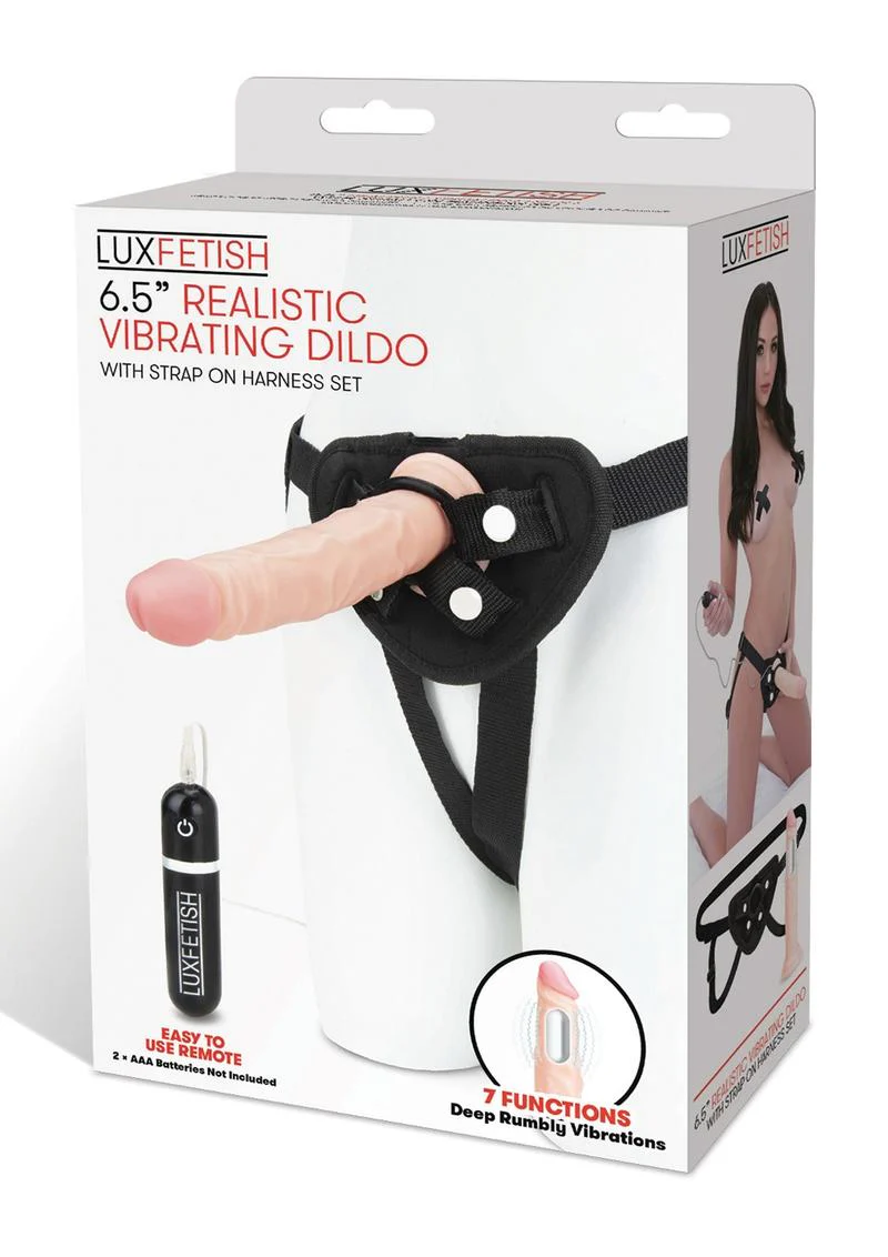 Lux Fetish Realistic Vibrating Dildo with Harness Remote Control - Image 3