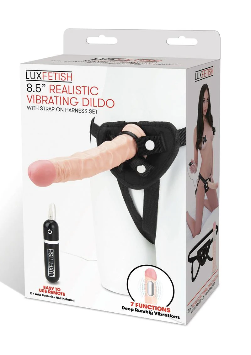 Lux Fetish Realistic Vibrating Dildo with Harness Remote Control - Image 6