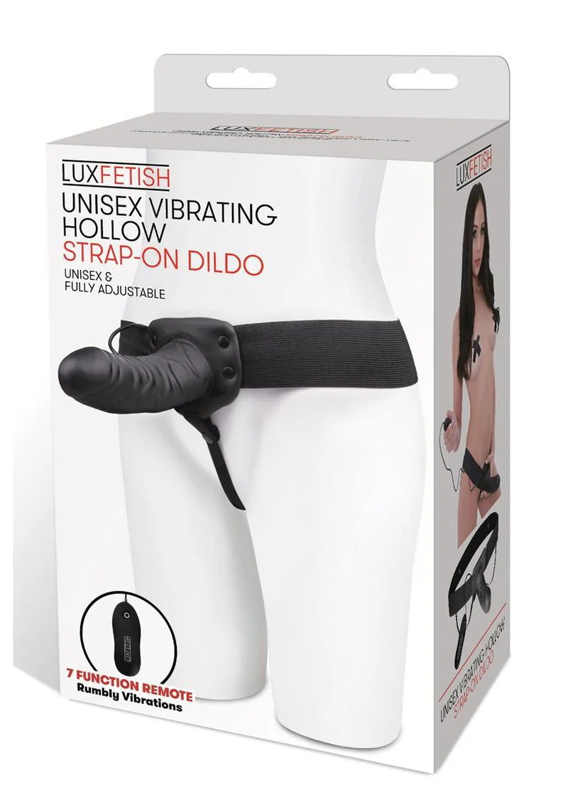 Lux Fetish Unisex Vibrating Hollow Strap-On Dildo with Wired Remote Control - Image 2