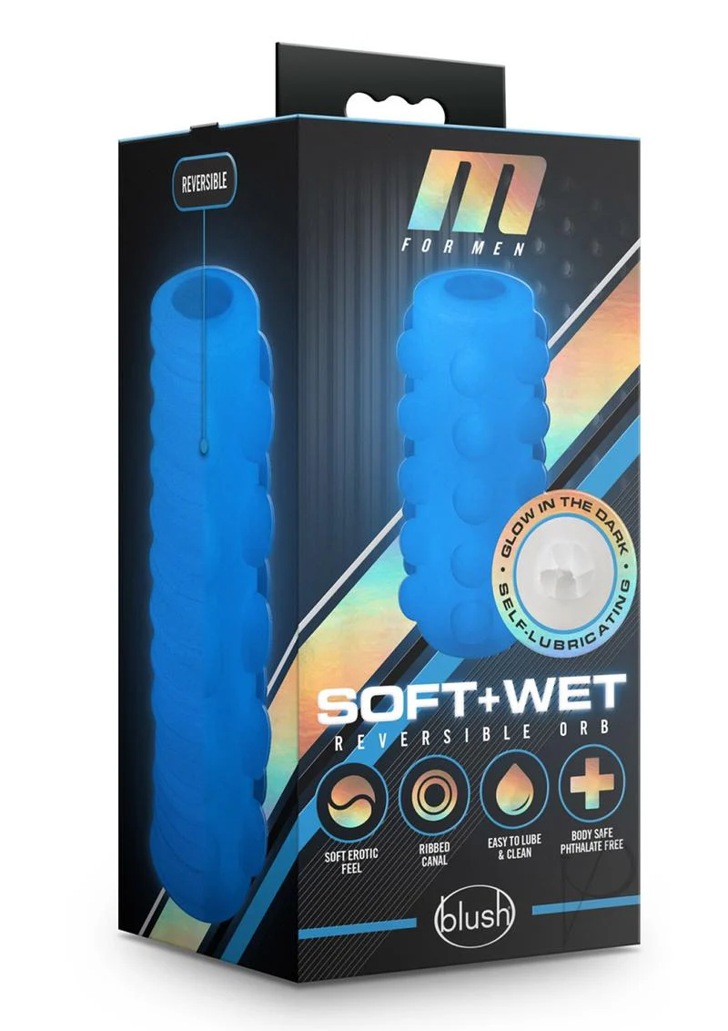 M For Men Soft and Wet Glow In The Dark Reversible Orb Masturbator - Frosted - Image 2