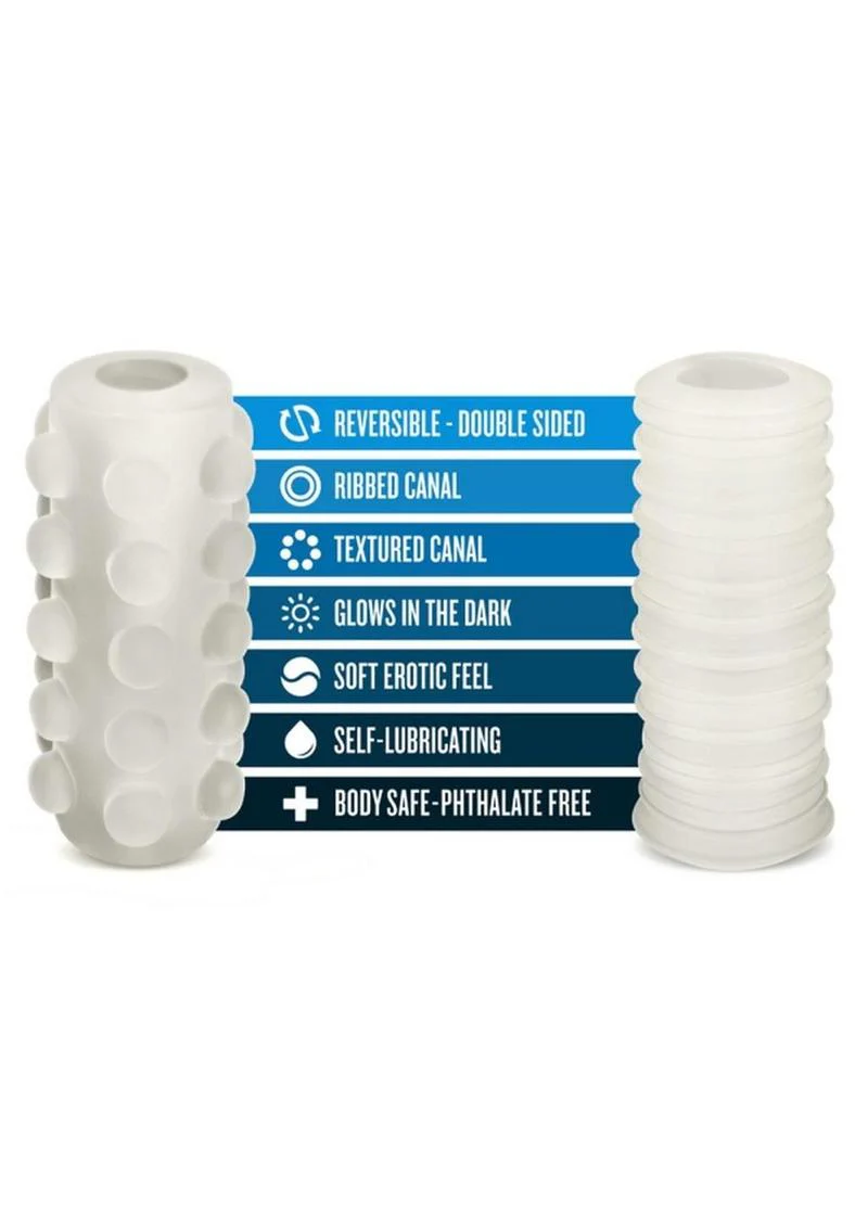 M For Men Soft and Wet Glow In The Dark Reversible Orb Masturbator - Frosted - Image 3