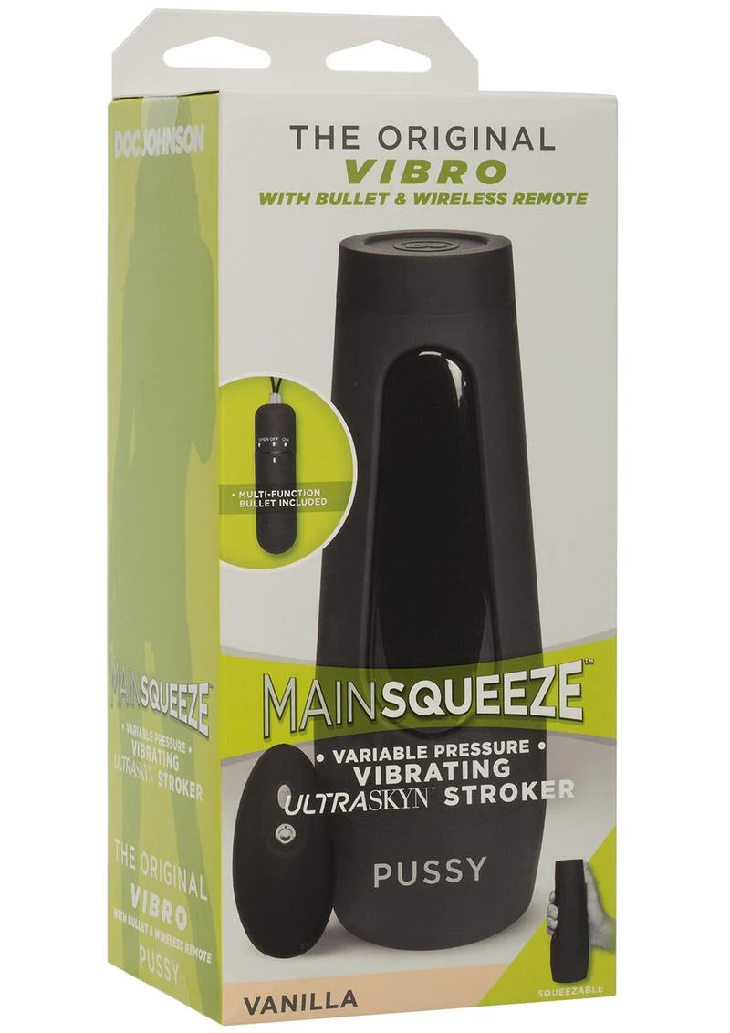 Main Squeeze The Original Vibro Ultraskyn Vibrating Masturbator with Bullet and Remote Control - Pussy - Image 2