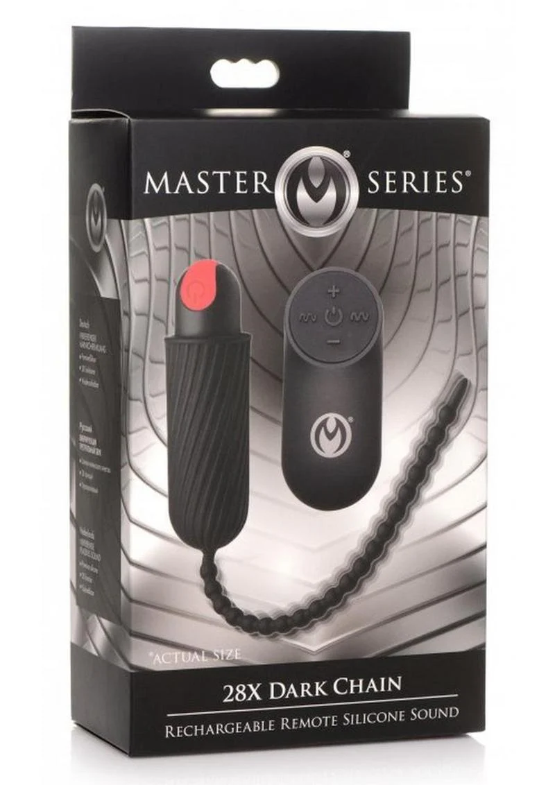 Master Series 28x Dark Chain Rechargeable Silicone Remote Control Urethral Sounding Chain - Image 2