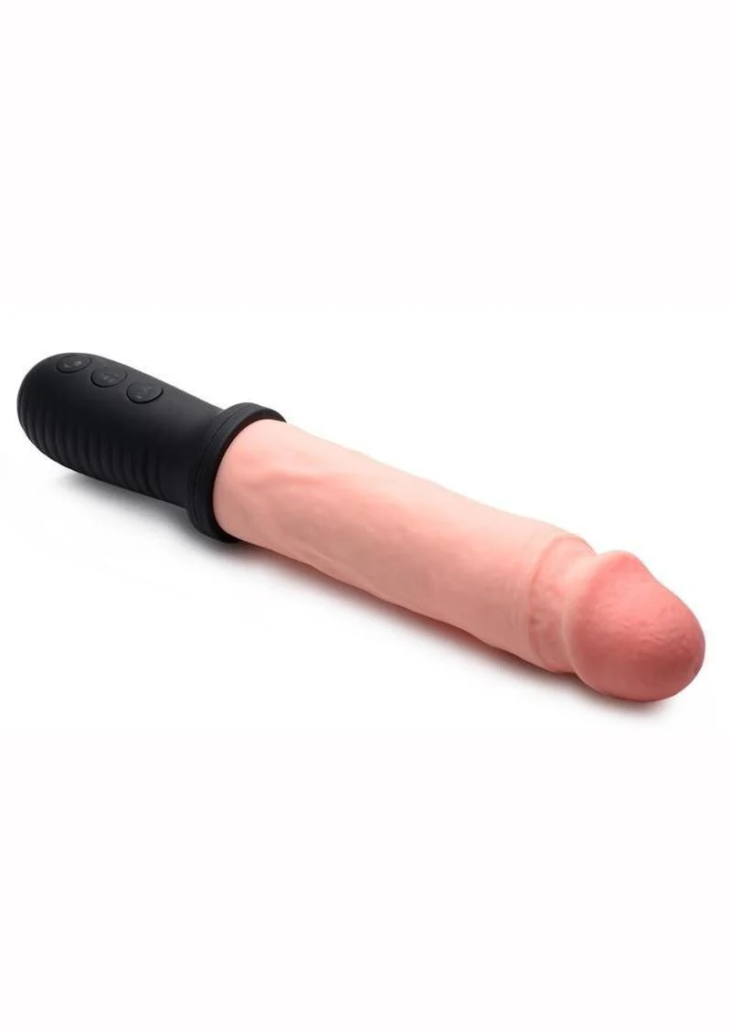 Master Series 8x Auto Pounder Rechargeable Silicone Vibrating and Thrusting Dildo with Handle - Image 2
