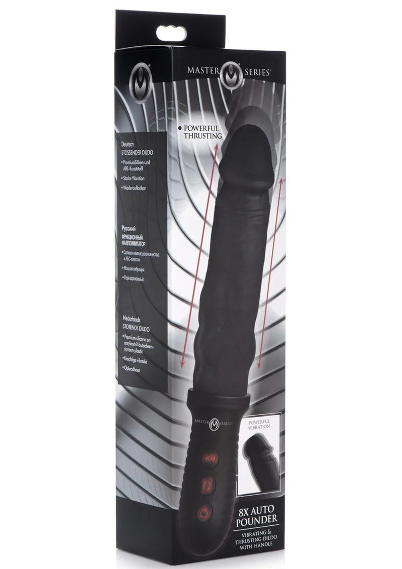 Master Series 8x Auto Pounder Rechargeable Silicone Vibrating and Thrusting Dildo with Handle - Image 3