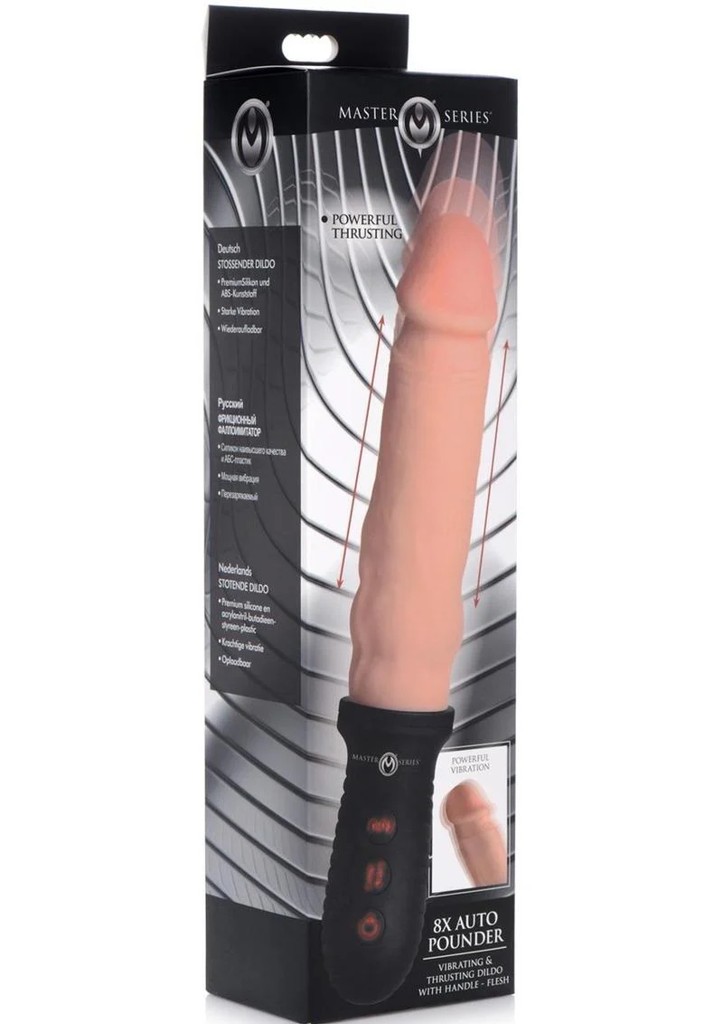 Master Series 8x Auto Pounder Rechargeable Silicone Vibrating and Thrusting Dildo with Handle - Image 6