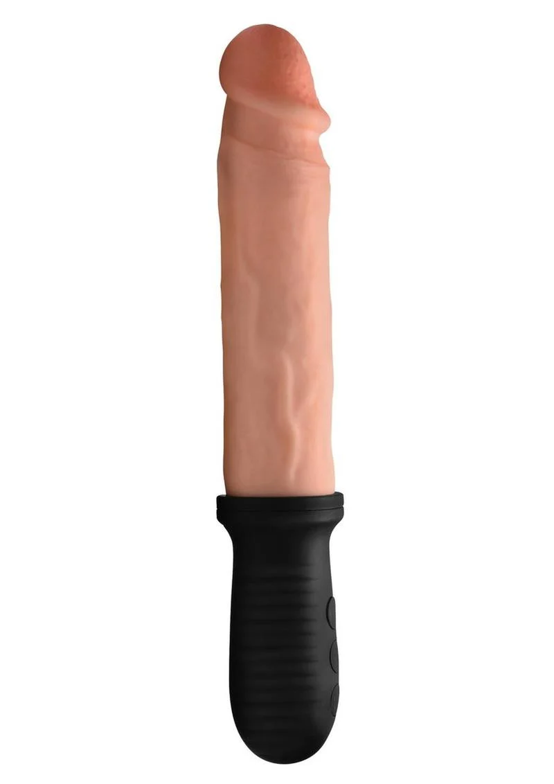 Master Series 8x Auto Pounder Rechargeable Silicone Vibrating and Thrusting Dildo with Handle - Image 8