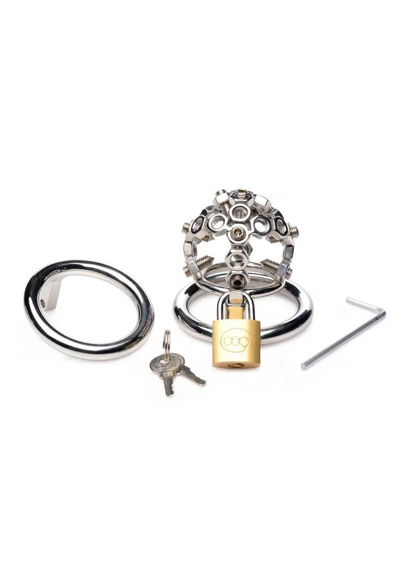 Master Series Bolted Chastity Cage with Spikes