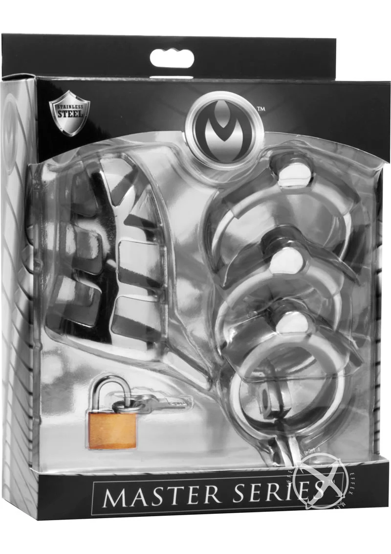 Master Series Detained Stainless Steel Chastity Cage - Image 2