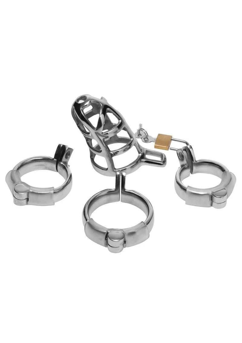 Master Series Detained Stainless Steel Chastity Cage - Image 3