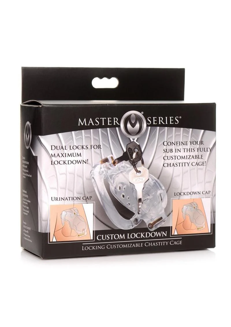 Master Series Double Lockdown Locking Customizable Chastity Cage - Image 2