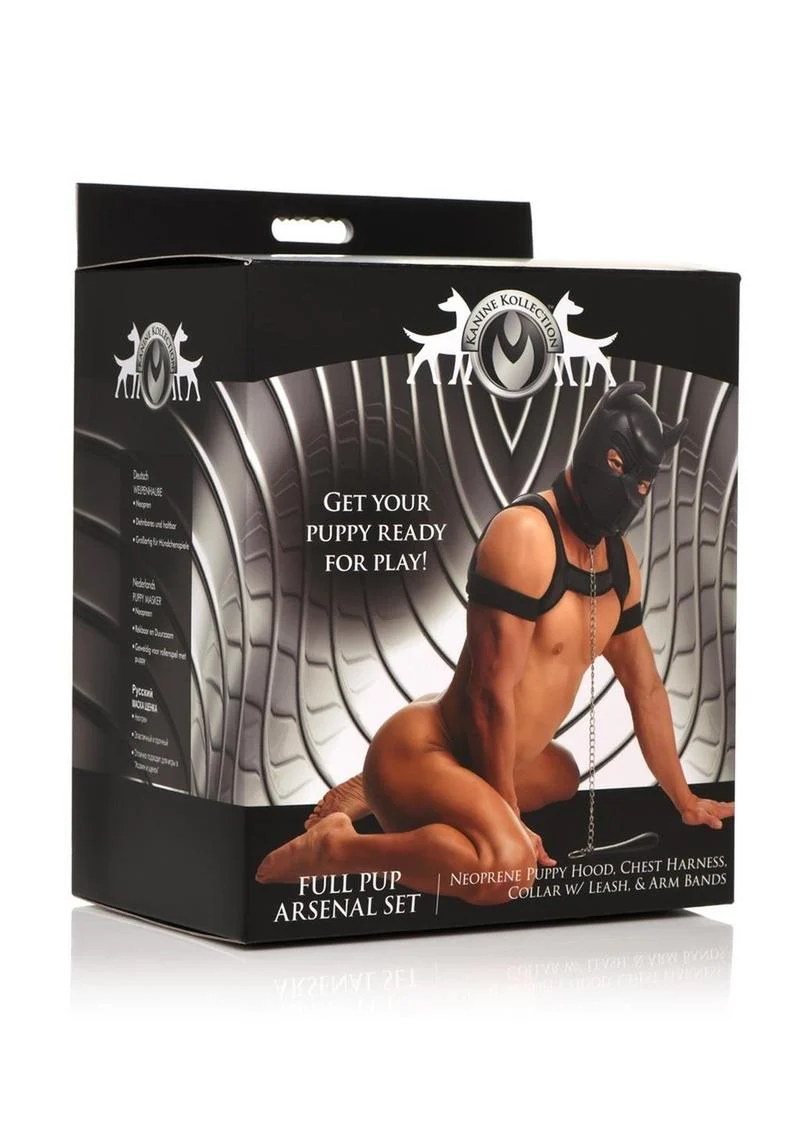 Master Series Full Pup Arsenal Set Neoprene Puppy Hood, Chest Harness, Collar with Leash and Arm Bands - Image 2