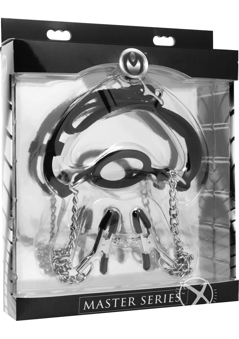 Master Series Mutiny Silicone O-Ring Gag with Nipple Clamps - Image 2
