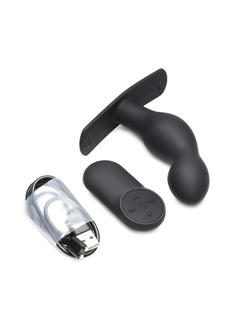Master Series P-Spot Plugger 28x Rechargeable Silicone Prostate Plug with Harness and Remote Control - Image 3