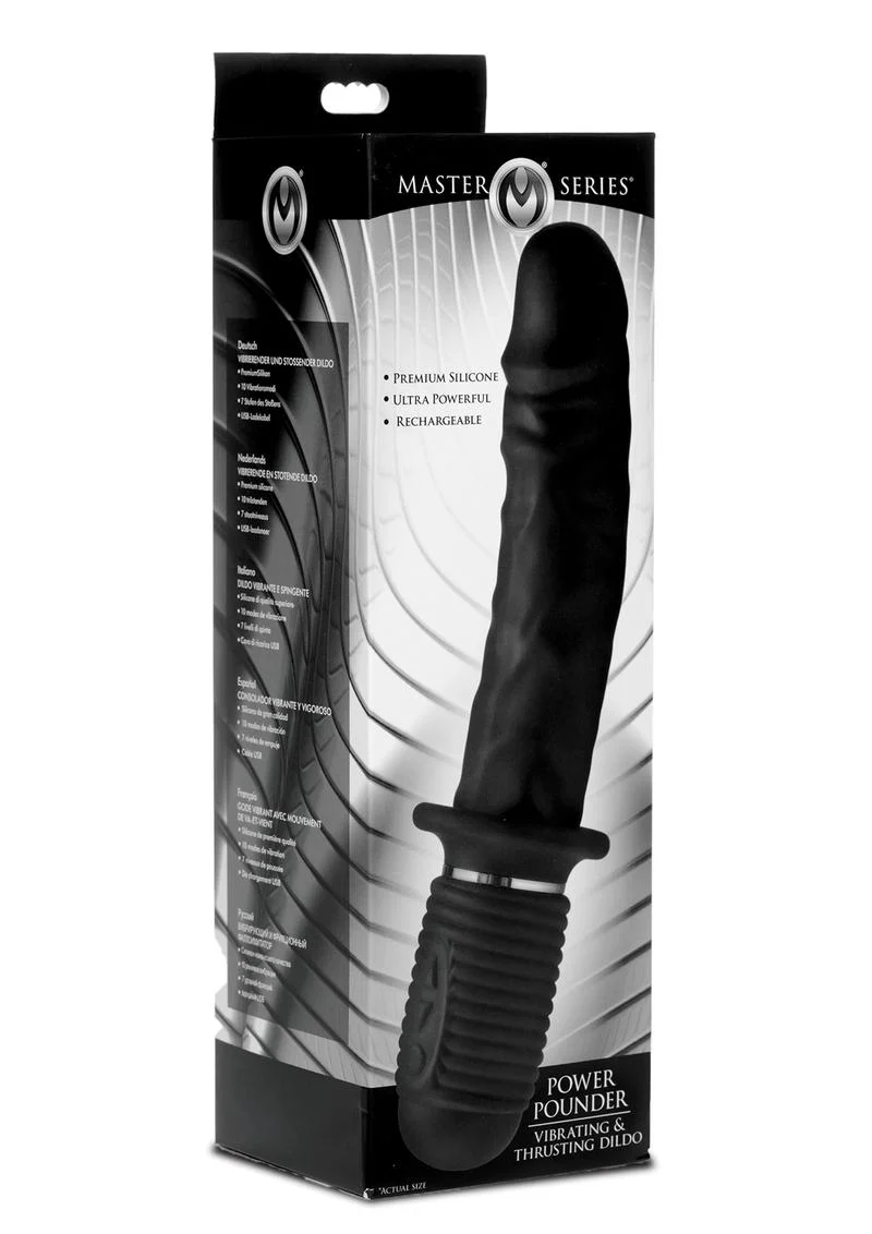 Master Series Power Pounder Vibrating and Thrusting Silicone Dildo - Image 2