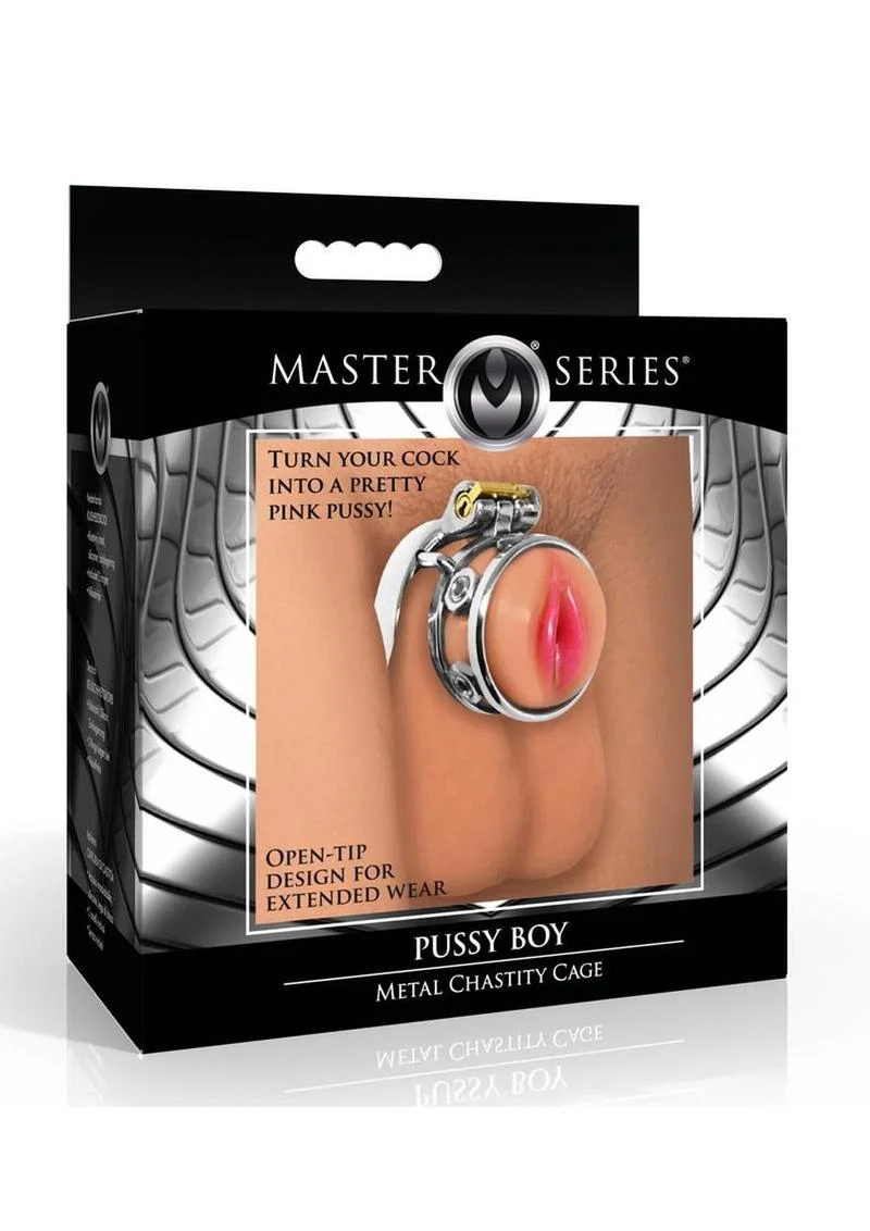 Master Series Pussy Boy Metal Chastity Cage Stainless - Image 2