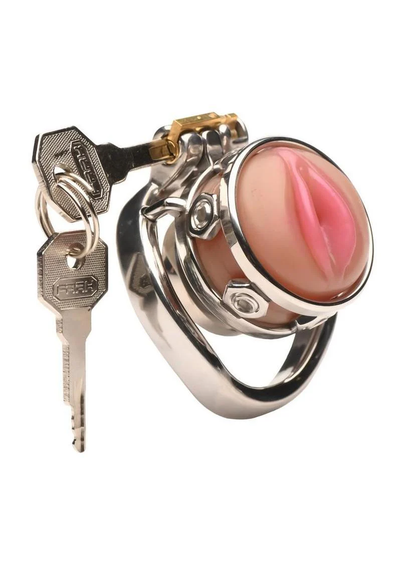 Master Series Pussy Boy Metal Chastity Cage Stainless - Image 3