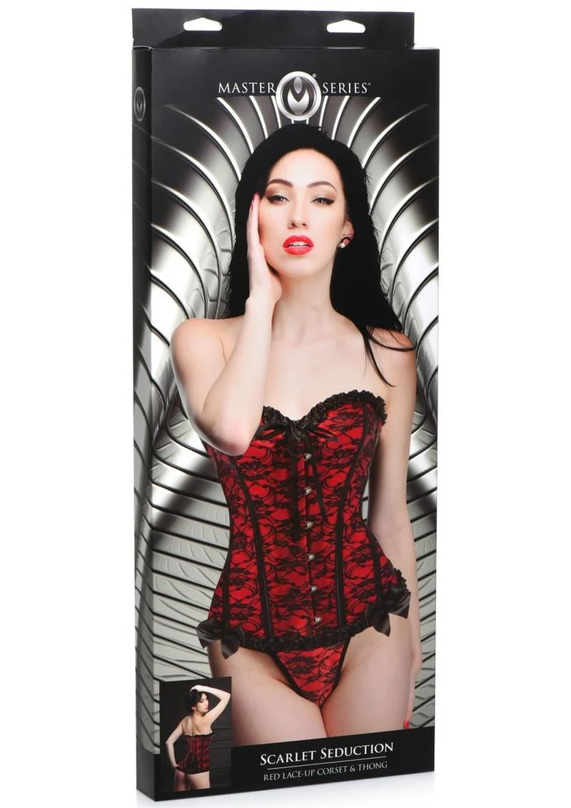Master Series Scarlet Seduction Lace-Up Corset and Thong - Image 4